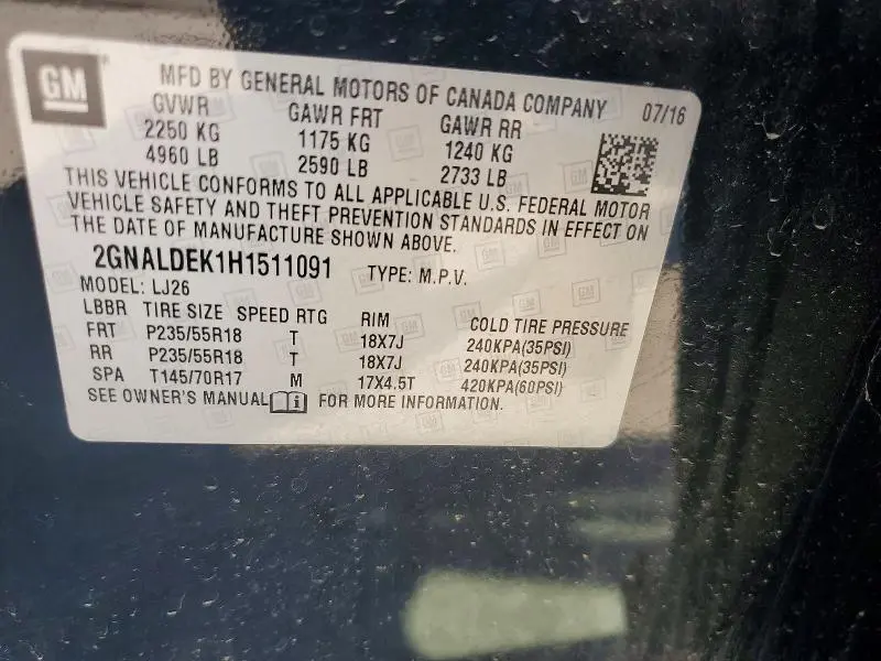 2017 CHEVROLET EQUINOX PREMIER  