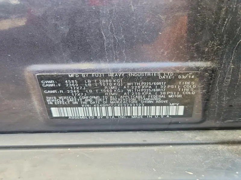 2014 SUBARU OUTBACK 2.5I PREMIUM  