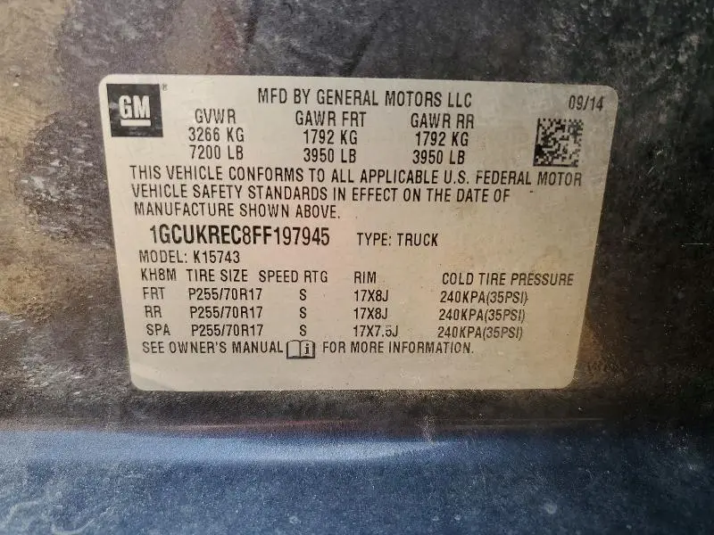 2015 CHEVROLET SILVERADO K1500 LT  