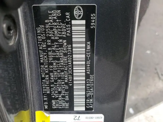 2010 TOYOTA CAMRY BASE  