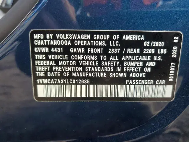 2020 VOLKSWAGEN PASSAT SEL  