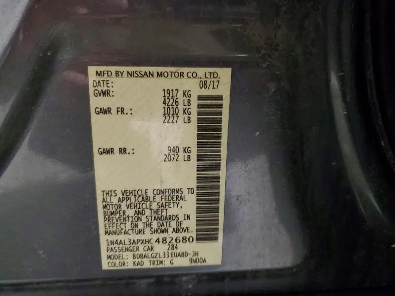 2017 NISSAN ALTIMA 2.5  