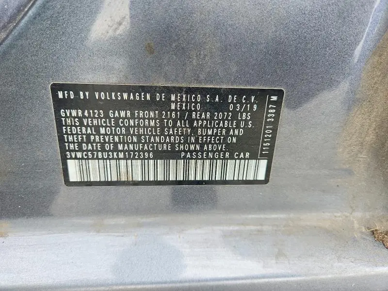 2019 VOLKSWAGEN JETTA S  