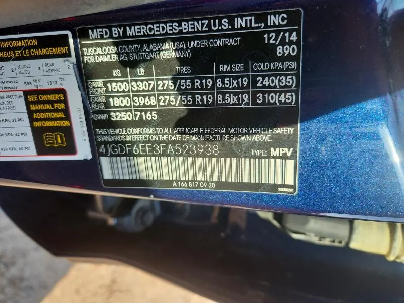 2015 MERCEDES-BENZ GL 450 4MATIC  