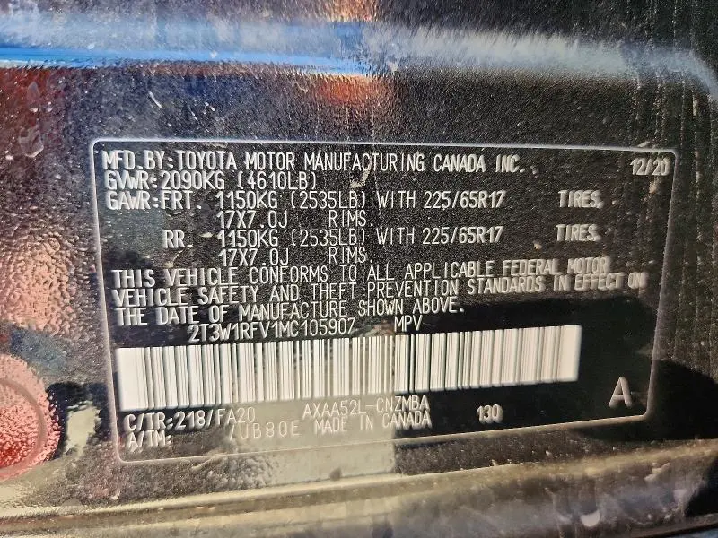 2021 TOYOTA RAV4 XLE  