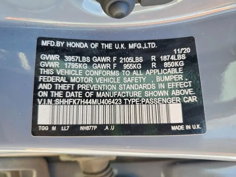2021 HONDA CIVIC SPORT  