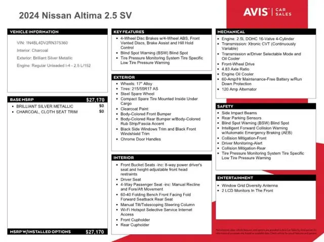 2024 NISSAN ALTIMA SV