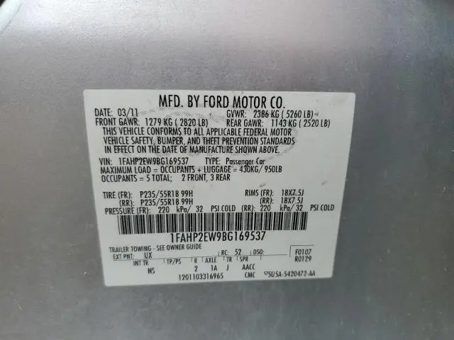 2011 FORD TAURUS SEL