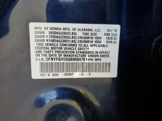 2016 HONDA PILOT EXL