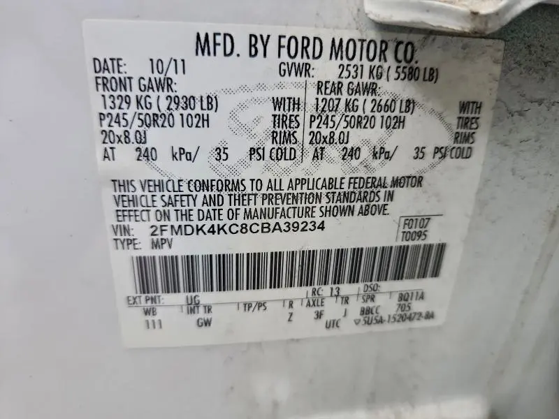 2012 FORD EDGE LIMITED  