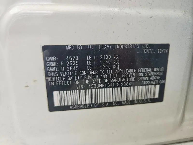 2015 SUBARU LEGACY 3.6R LIMITED  