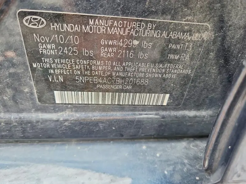 2011 HYUNDAI SONATA GLS  