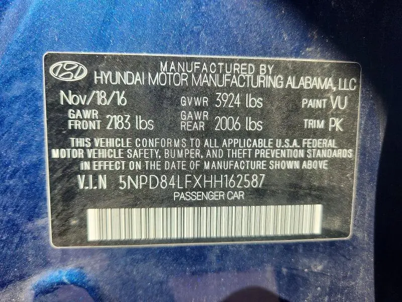 2017 HYUNDAI ELANTRA SE  