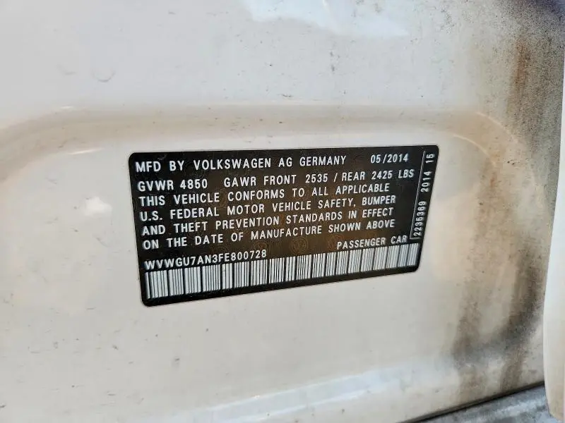 2015 VOLKSWAGEN CC VR6 4MOTION  