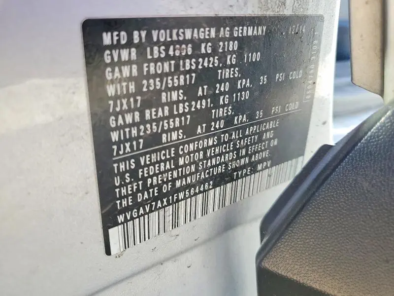 2015 VOLKSWAGEN TIGUAN S  