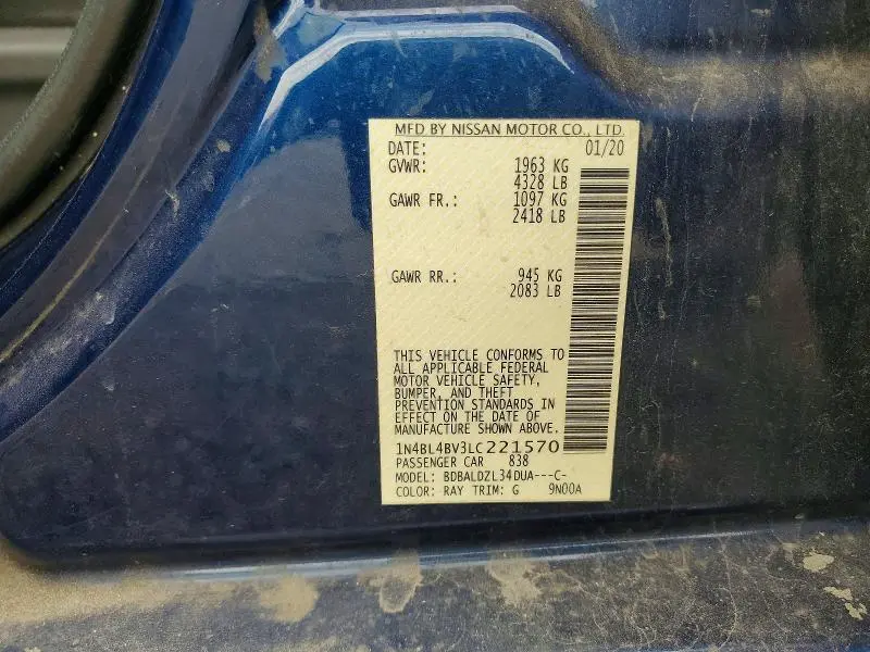 2020 NISSAN ALTIMA S  