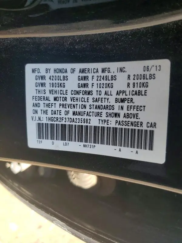 2013 HONDA ACCORD LX  