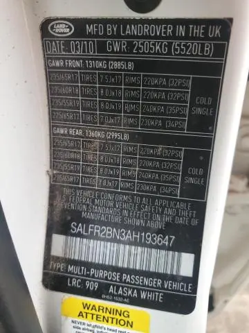 2010 LAND ROVER LR2 HSE  