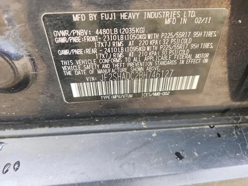 2011 SUBARU FORESTER 2.5X PREMIUM  