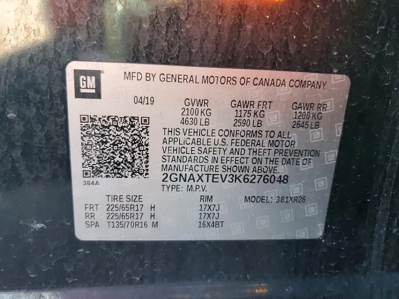 2019 CHEVROLET EQUINOX LT  