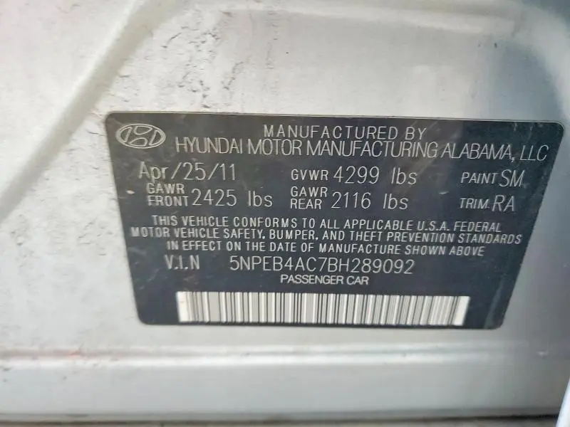 2011 HYUNDAI SONATA GLS  