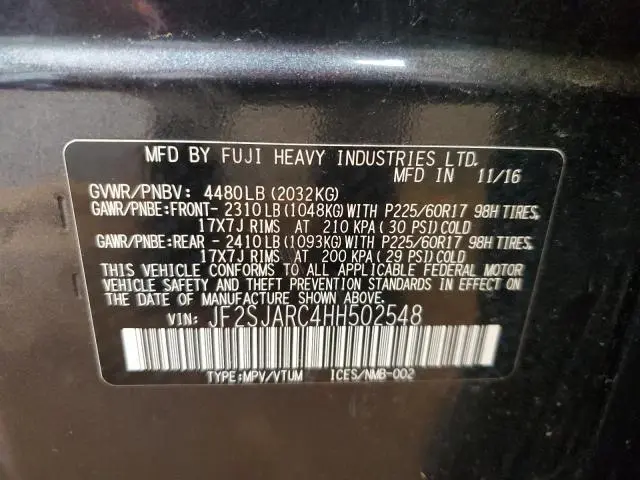 2017 SUBARU FORESTER 2.5I LIMITED