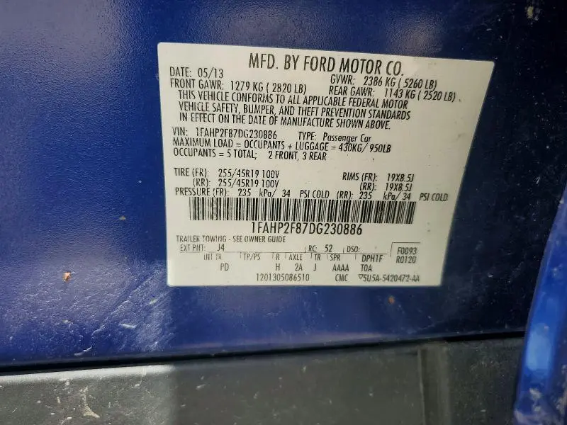 2013 FORD TAURUS LIMITED  
