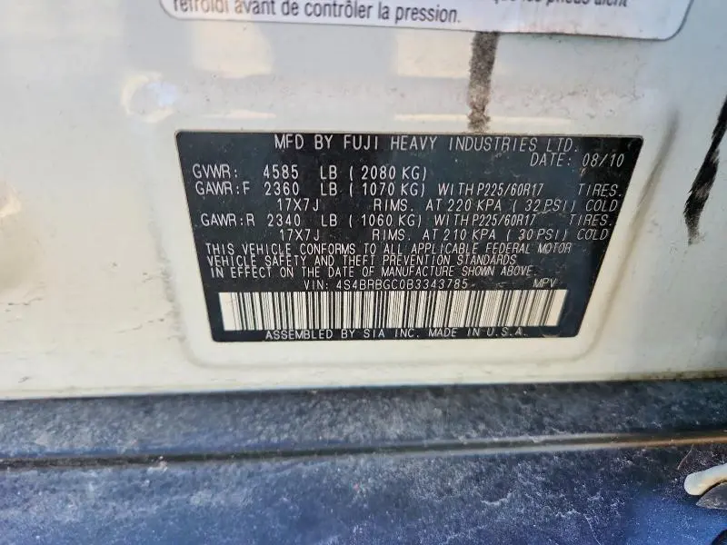 2011 SUBARU OUTBACK 2.5I PREMIUM  