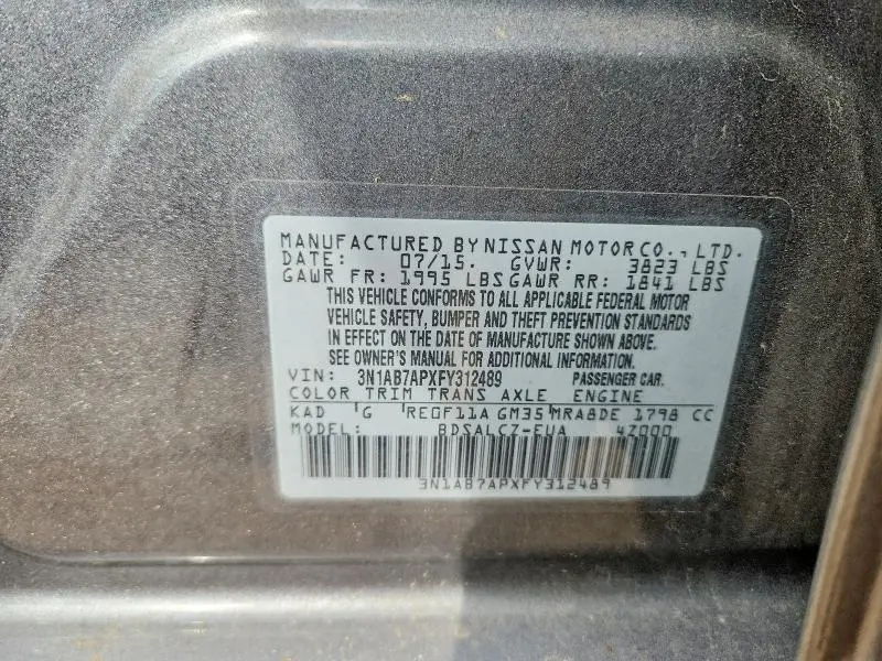 2015 NISSAN SENTRA S  