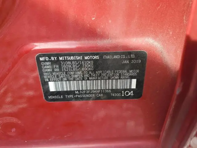 2019 MITSUBISHI MIRAGE G4 ES