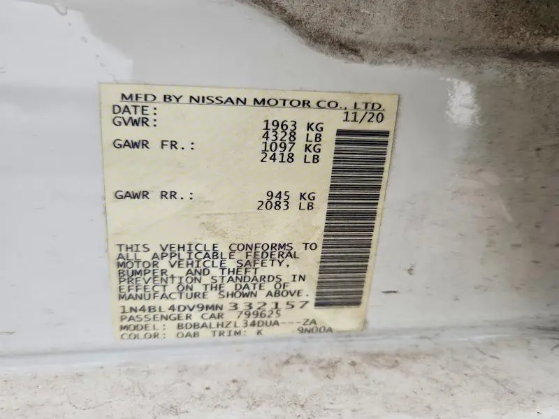 2021 NISSAN ALTIMA 2.5 SV  