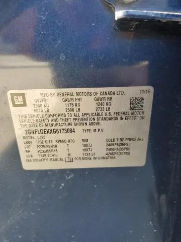 2016 CHEVROLET EQUINOX LTZ