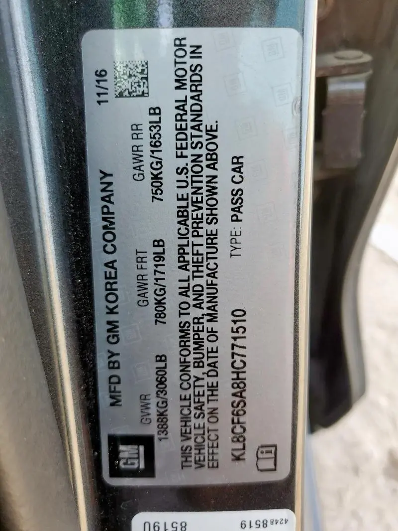 2017 CHEVROLET SPARK 2LT  