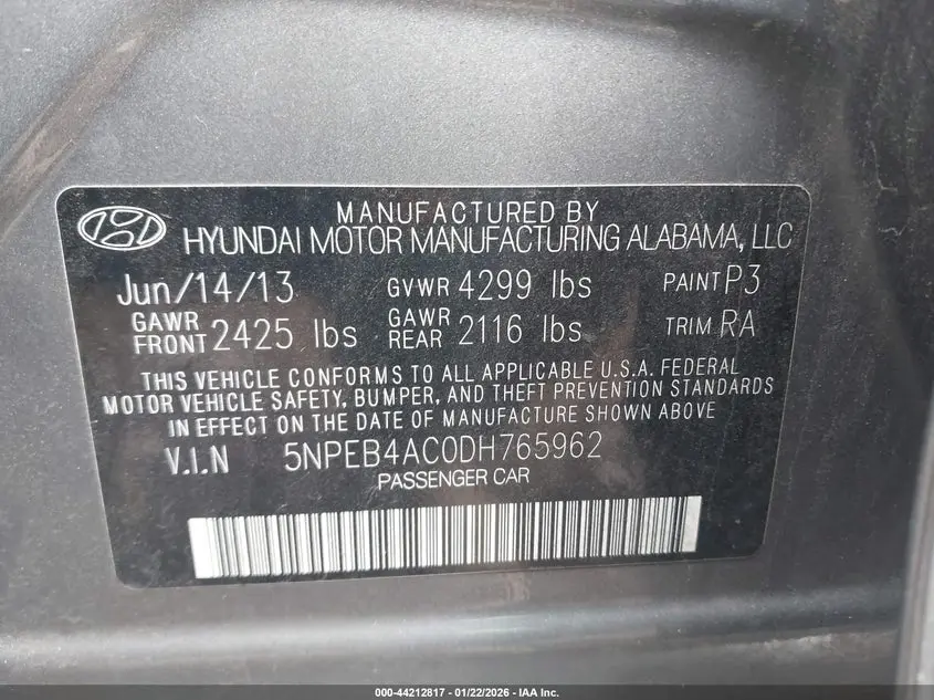 2013 HYUNDAI SONATA GLS