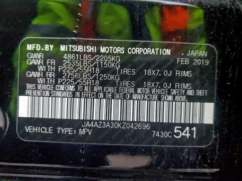 2019 MITSUBISHI OUTLANDER SE  