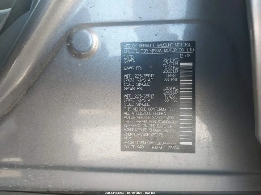 2019 NISSAN ROGUE SV
