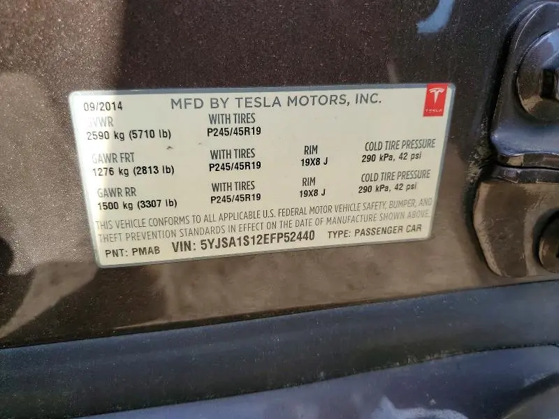 2014 TESLA MODEL S   