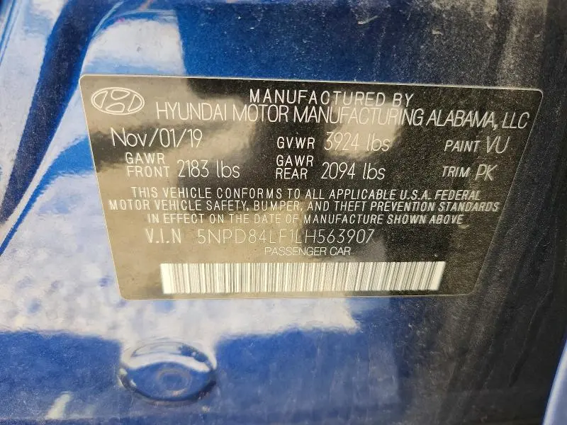 2020 HYUNDAI ELANTRA SEL  