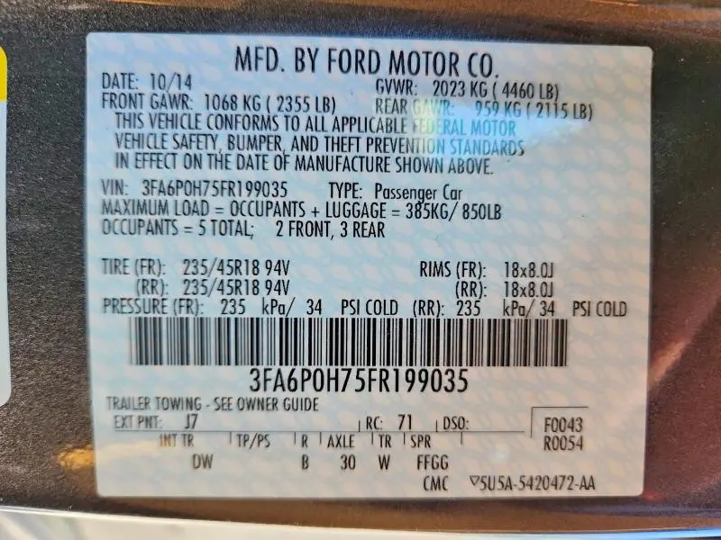 2015 FORD FUSION SE  