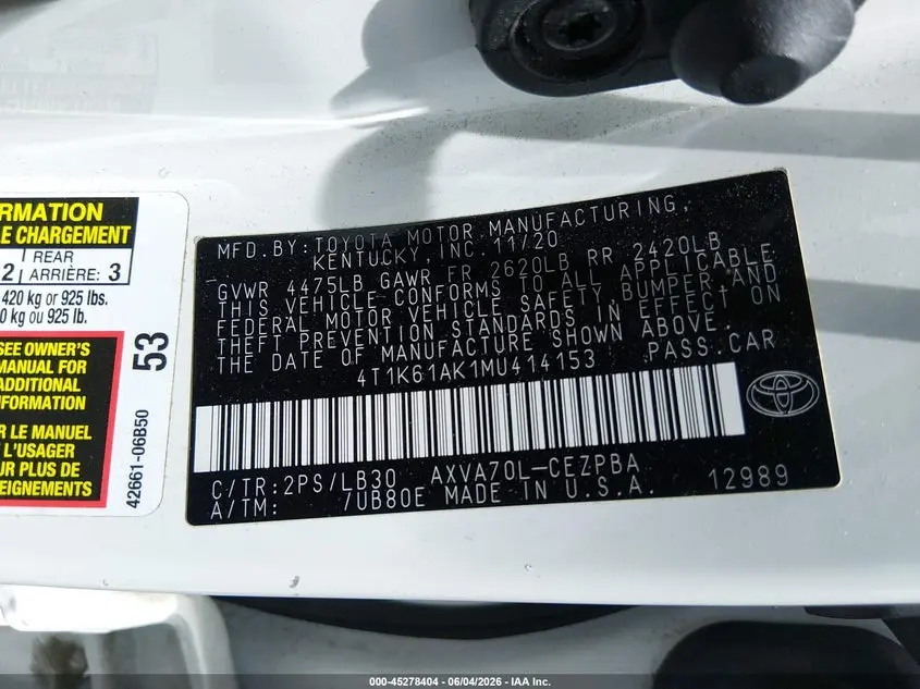 2021 TOYOTA CAMRY XSE