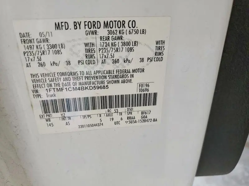 2011 FORD F150   