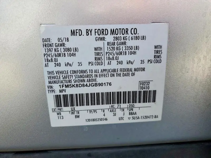 2018 FORD EXPLORER XLT  