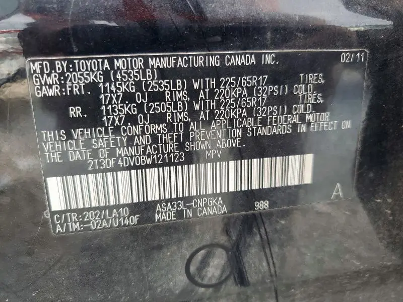 2011 TOYOTA RAV4 LIMITED  