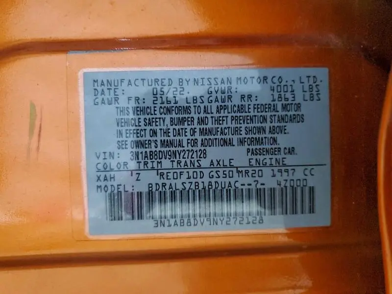 2022 NISSAN SENTRA SR  