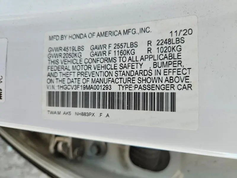 2021 HONDA ACCORD HYBRID  