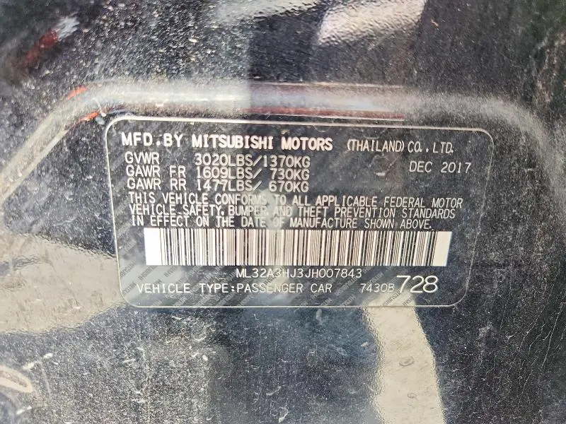 2018 MITSUBISHI MIRAGE ES  