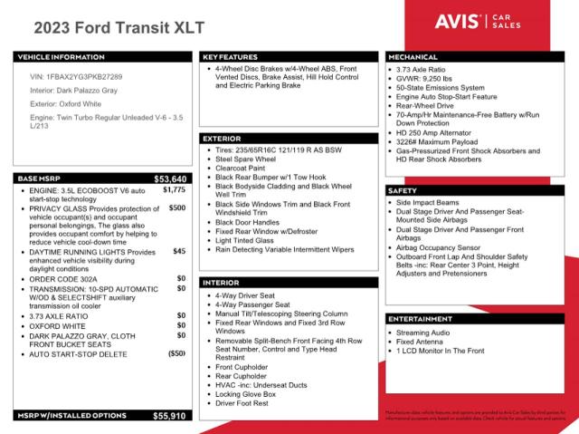 2023 FORD TRANSIT T-350