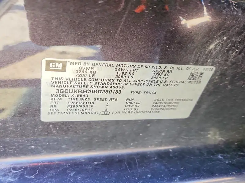 2016 CHEVROLET SILVERADO K1500 LT  