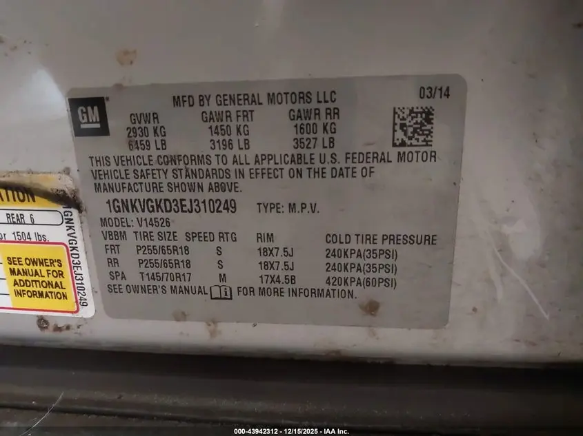 2014 CHEVROLET TRAVERSE 1LT