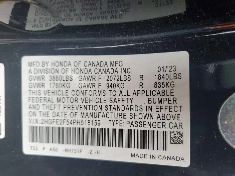 2023 HONDA CIVIC SPORT  